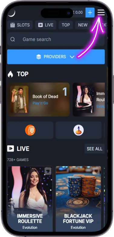 monixbet menuknop